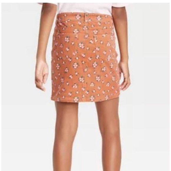 Art Class Girls  Rust Orange Floral Corduroy Skirt - Picture 3 of 7